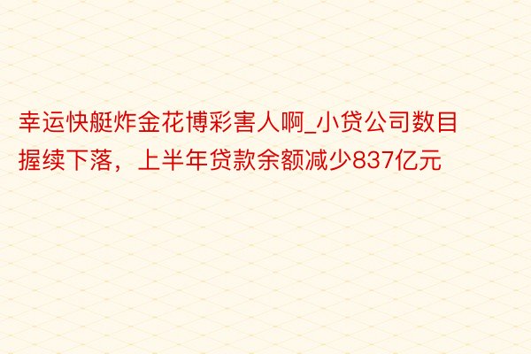 幸运快艇炸金花博彩害人啊_小贷公司数目握续下落，上半年贷款余额减少837亿元