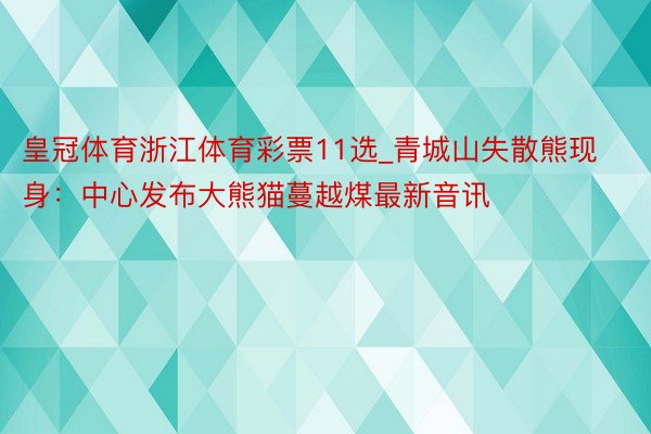 皇冠体育浙江体育彩票11选_青城山失散熊现身：中心发布大熊猫蔓越煤最新音讯