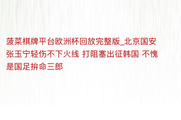 菠菜棋牌平台欧洲杯回放完整版_北京国安张玉宁轻伤不下火线 打阻塞出征韩国 不愧是国足拚命三郎